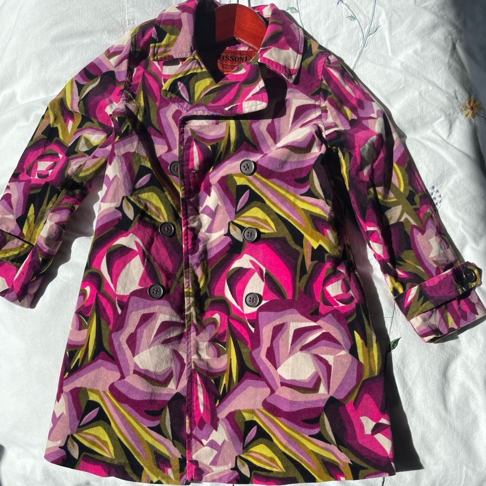 MISSONI FOR TARGET; NEW WITH TAGS; GIRLS 4T-5T; VELVET FLORAL PEA COAT